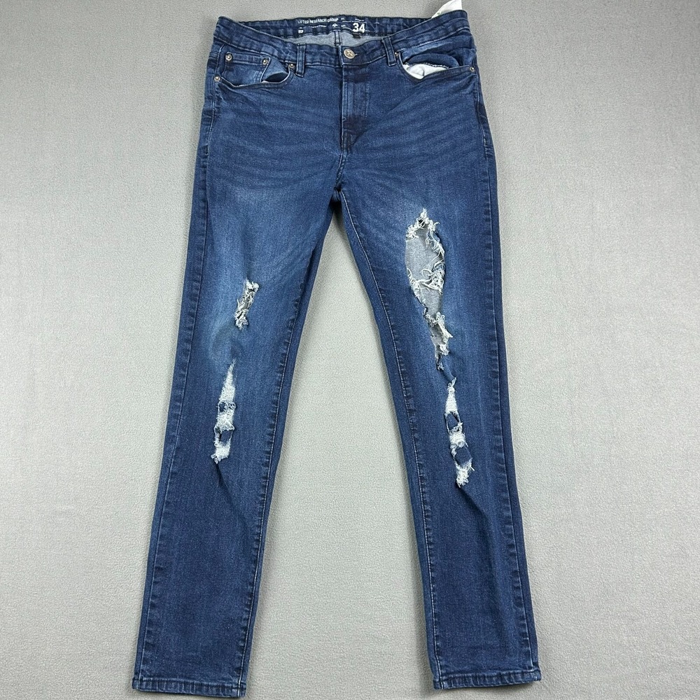 LRG Lifted Research Group Jeans Men's 34x31 Blue Skinny‎ Fit Y2K HIP HOP